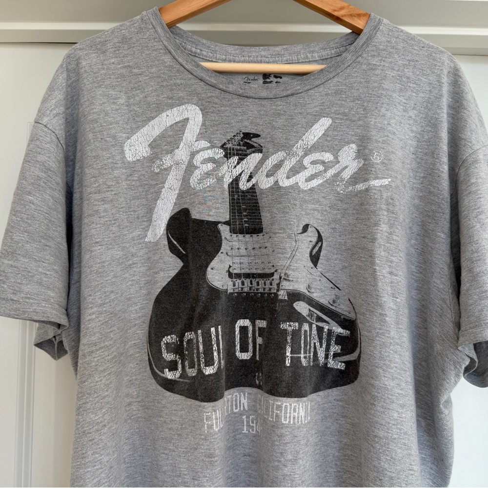 Fender Soul of Tone Guitar Graphic Band Tee Gray Vintage Retro Style Men’s XXL - Picture 3 of 10